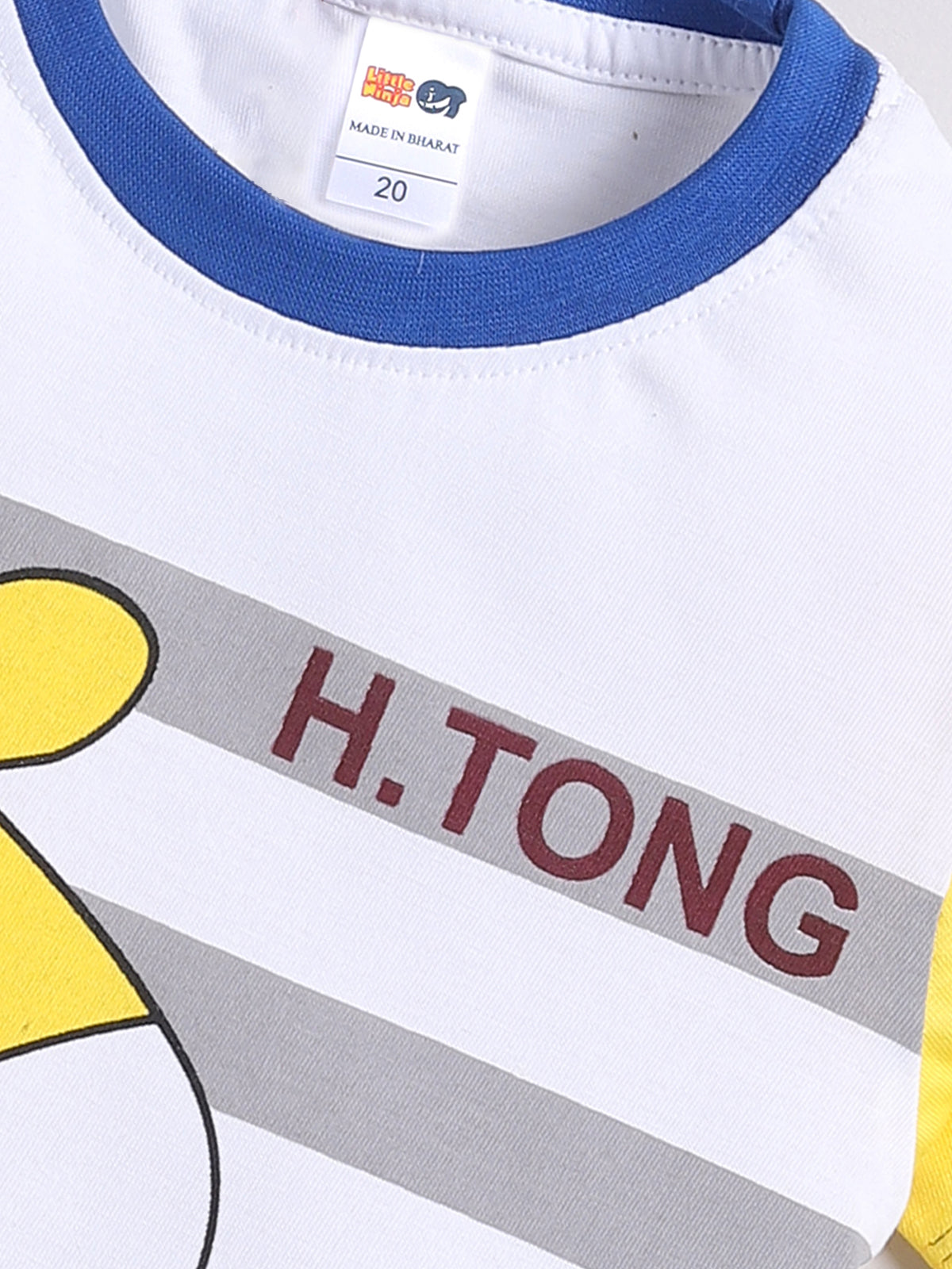 Boys Casual T-shirt Shorts  (WHITE BLUE)