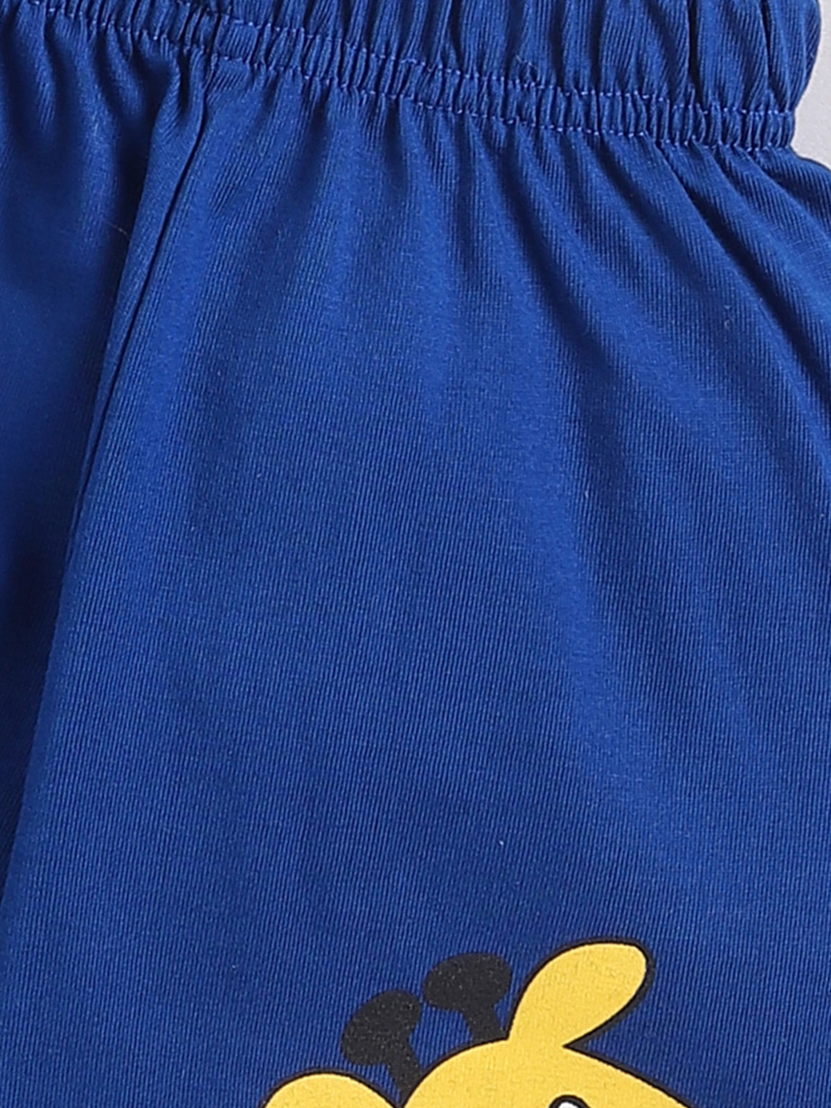 Boys Casual T-shirt Shorts  (WHITE BLUE)