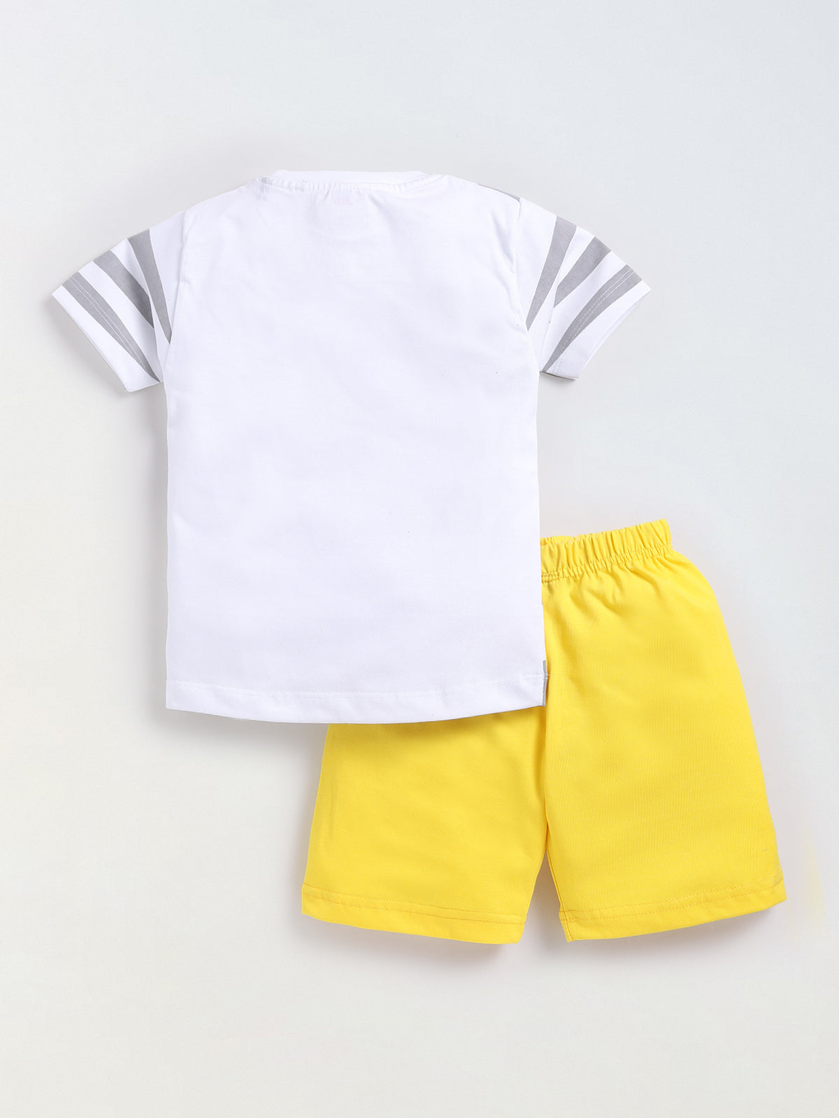 Boys Casual T-shirt Shorts  (WHITE YELLOW)