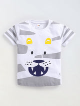 Boys Casual T-shirt Shorts  (WHITE YELLOW)