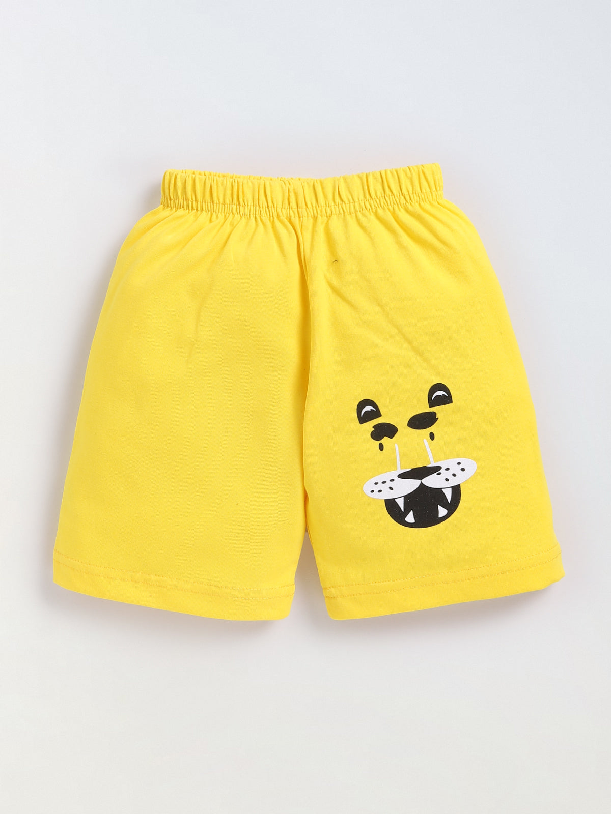 Boys Casual T-shirt Shorts  (WHITE YELLOW)