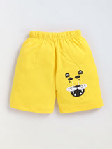 Boys Casual T-shirt Shorts  (WHITE YELLOW)