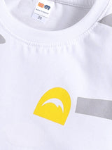 Boys Casual T-shirt Shorts  (WHITE YELLOW)