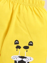 Boys Casual T-shirt Shorts  (WHITE YELLOW)