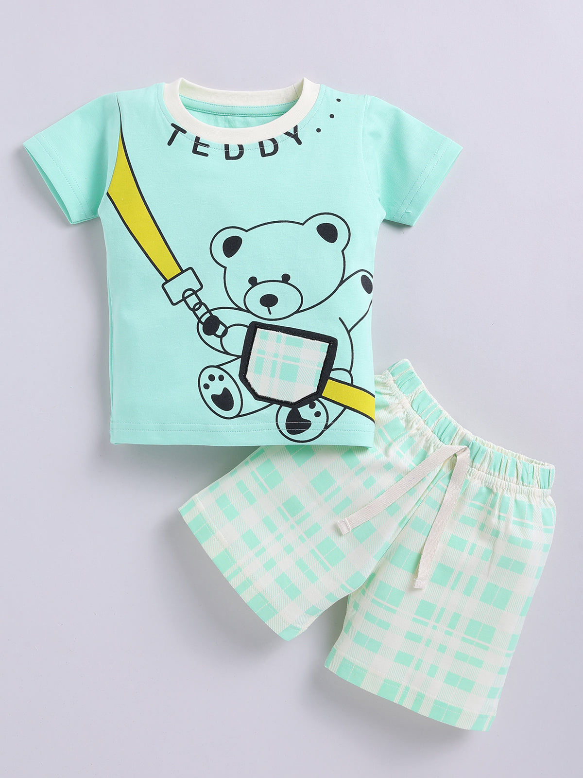 Boys Casual T-shirt Shorts  (SEA GREEN)