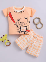 Boys Casual T-shirt Shorts  (PEACH)
