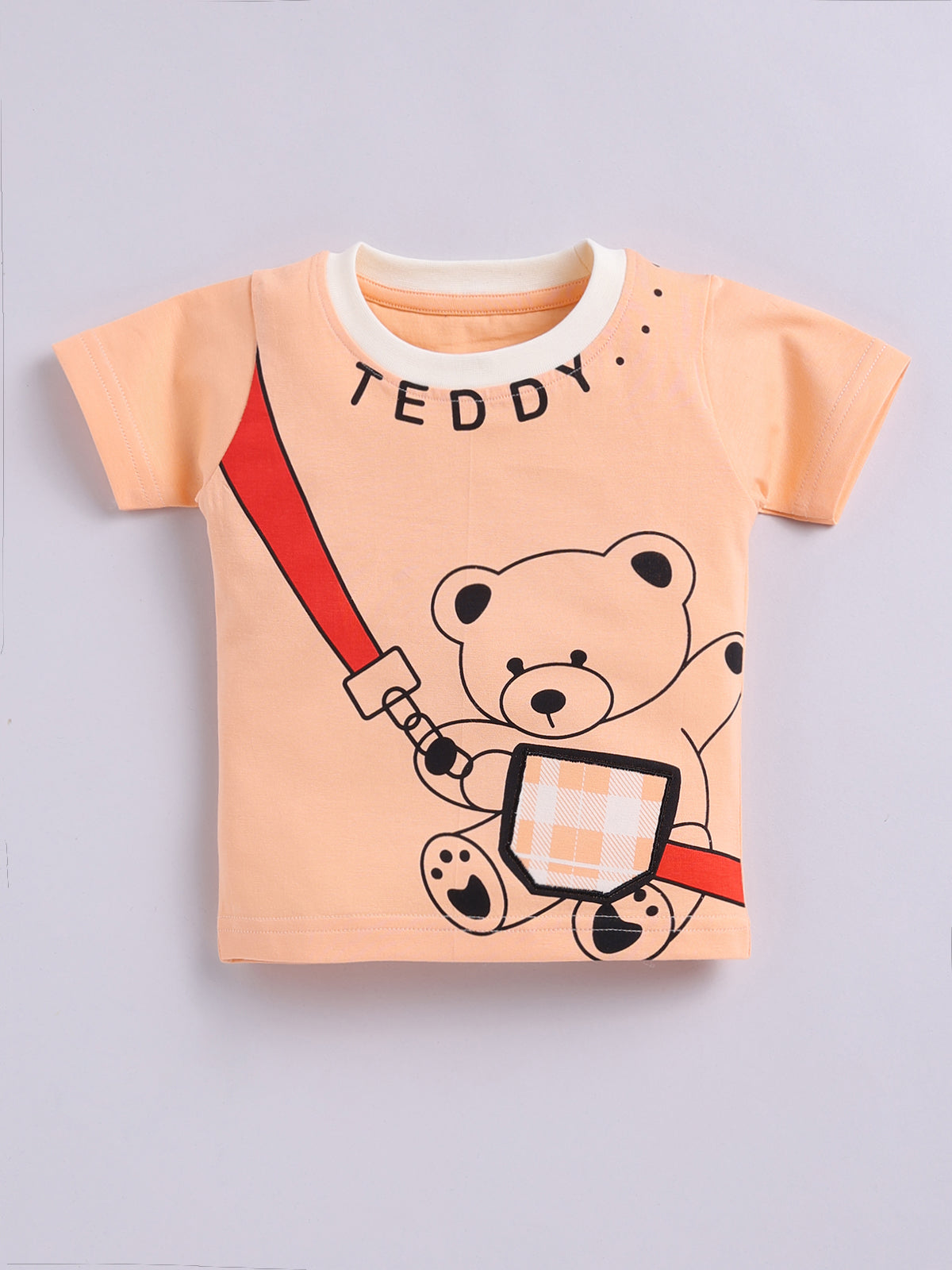 Boys Casual T-shirt Shorts  (PEACH)