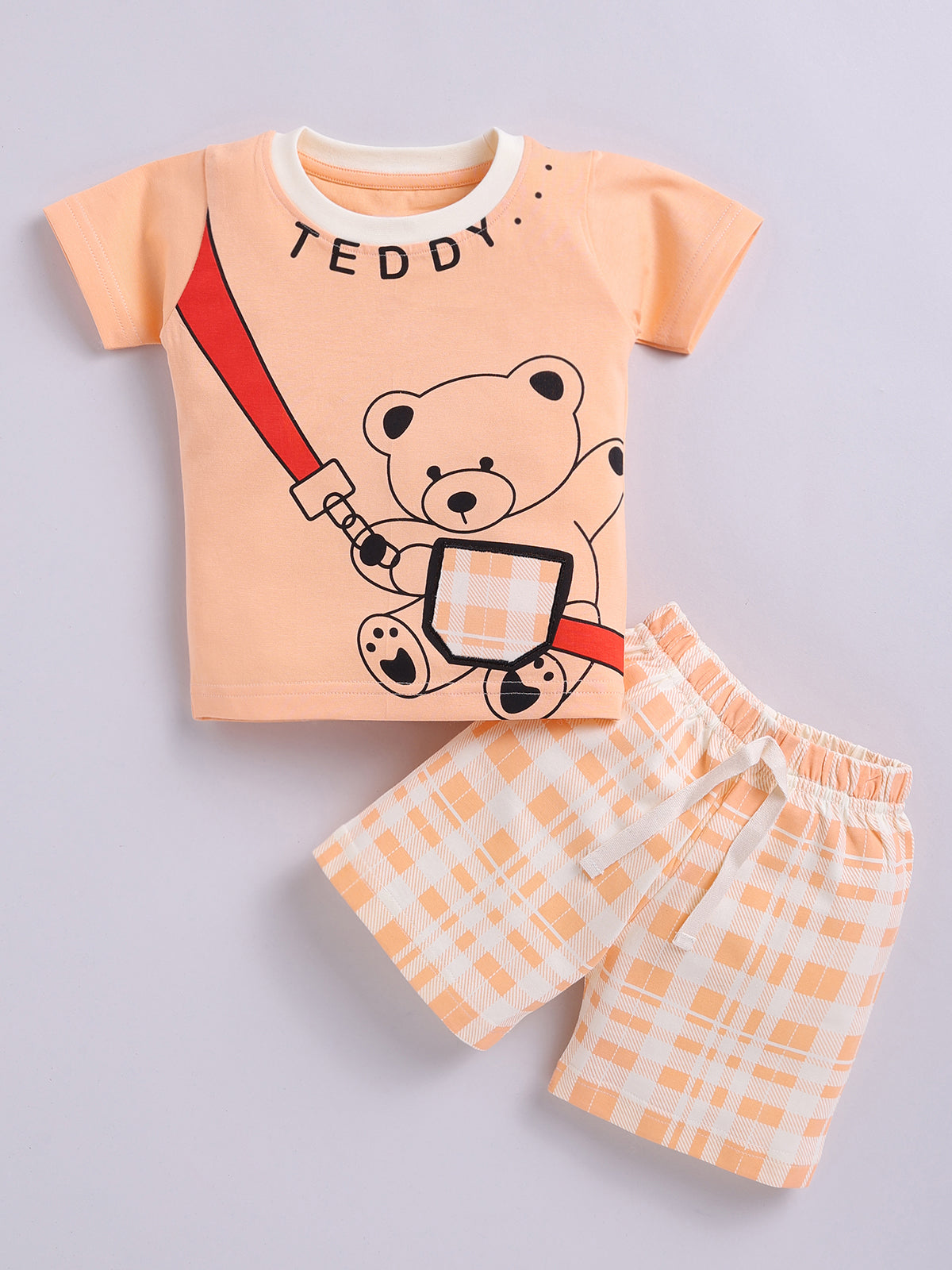 Boys Casual T-shirt Shorts  (PEACH)