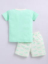 Boys Casual T-shirt Shorts  (SEA GREEN)