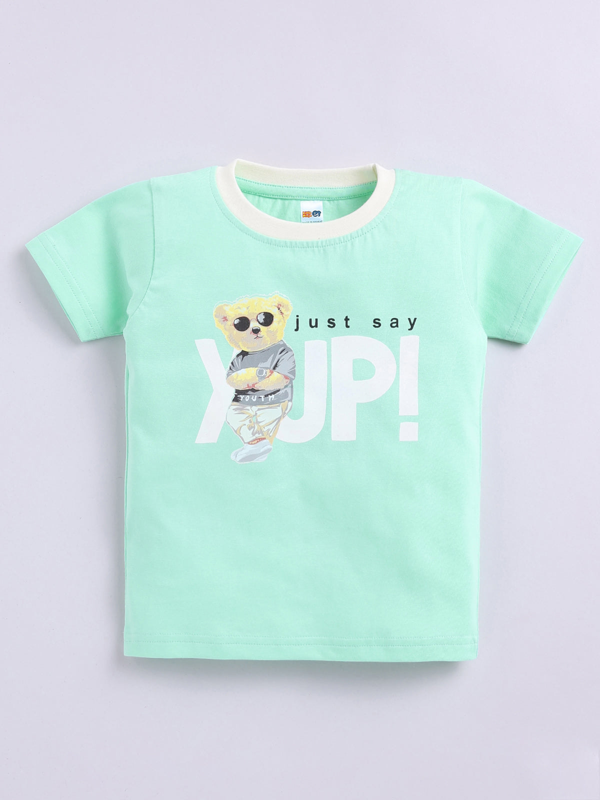 Boys Casual T-shirt Shorts  (SEA GREEN)