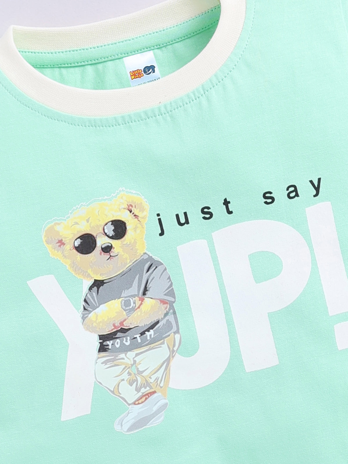 Boys Casual T-shirt Shorts  (SEA GREEN)