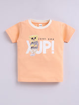 Boys Casual T-shirt Shorts  (PEACH)