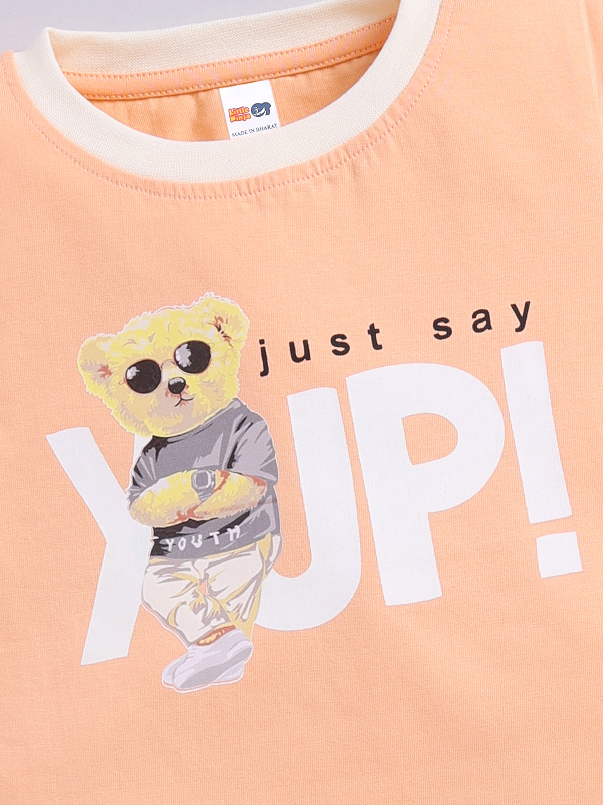 Boys Casual T-shirt Shorts  (PEACH)