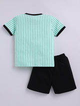 Boys Casual T-shirt Shorts  (SEA GREEN)