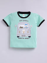 Boys Casual T-shirt Shorts  (SEA GREEN)