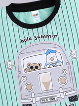 Boys Casual T-shirt Shorts  (SEA GREEN)