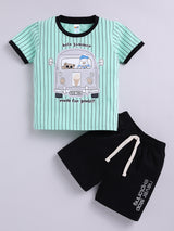 Boys Casual T-shirt Shorts  (SEA GREEN)