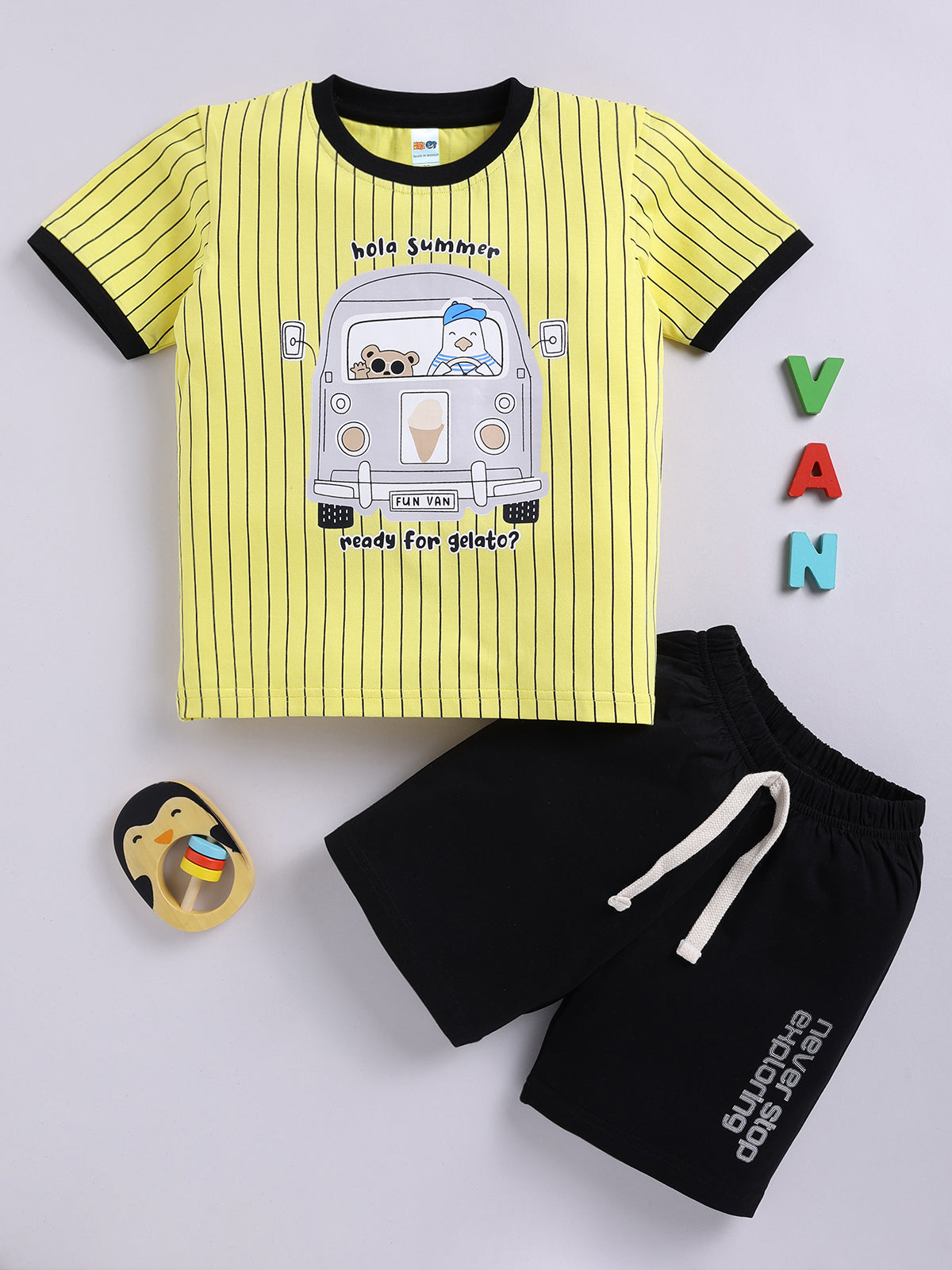 Boys Casual T-shirt Shorts  (YELLOW)