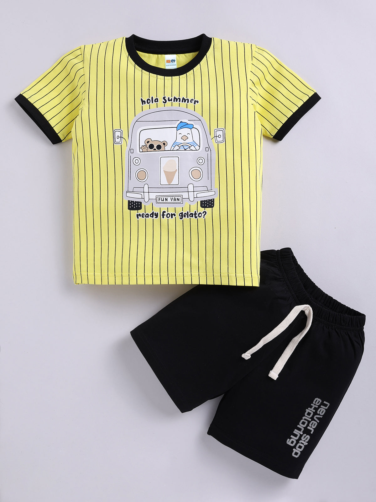 Boys Casual T-shirt Shorts  (YELLOW)