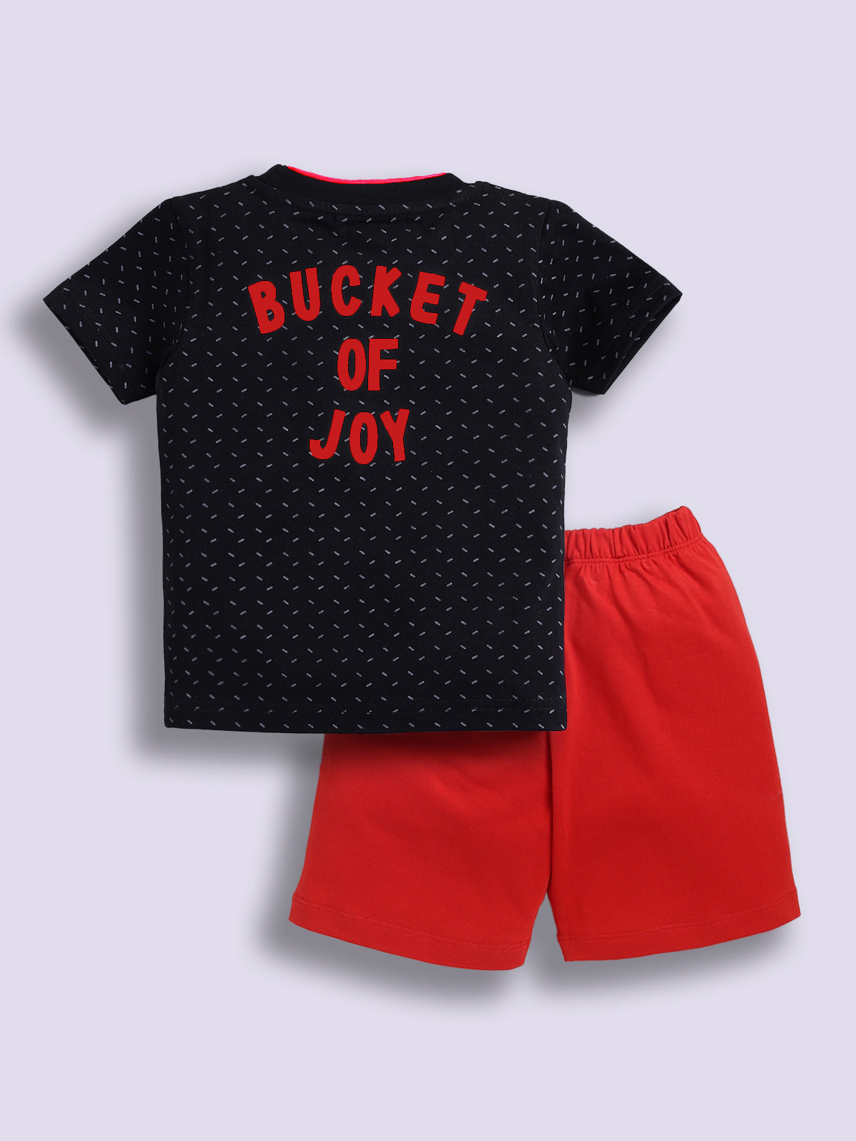 Boys Casual T-shirt Shorts  (BLACK PINK)