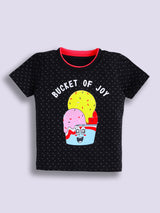 Boys Casual T-shirt Shorts  (BLACK PINK)