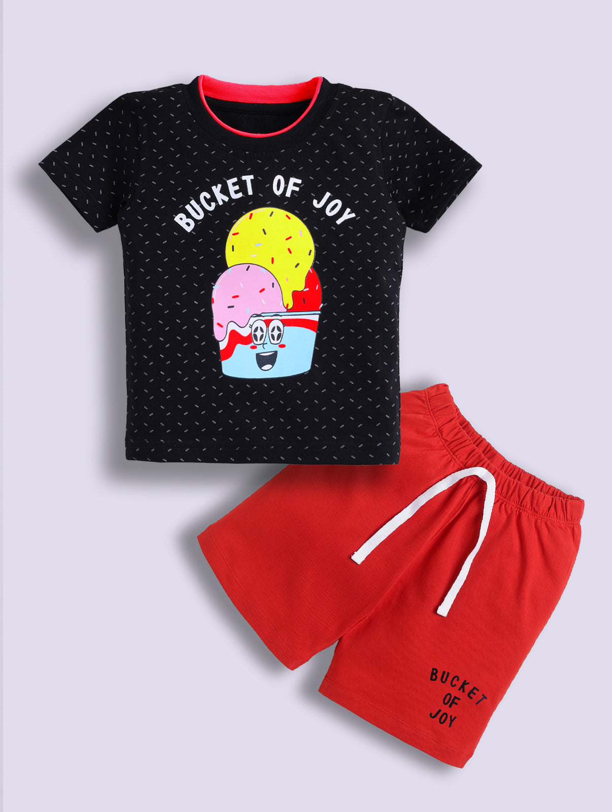 Boys Casual T-shirt Shorts  (BLACK PINK)