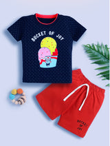 Boys Casual T-shirt Shorts  (NAVY YELLOW)