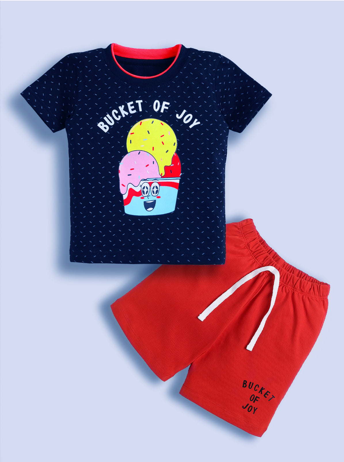 Boys Casual T-shirt Shorts  (NAVY YELLOW)