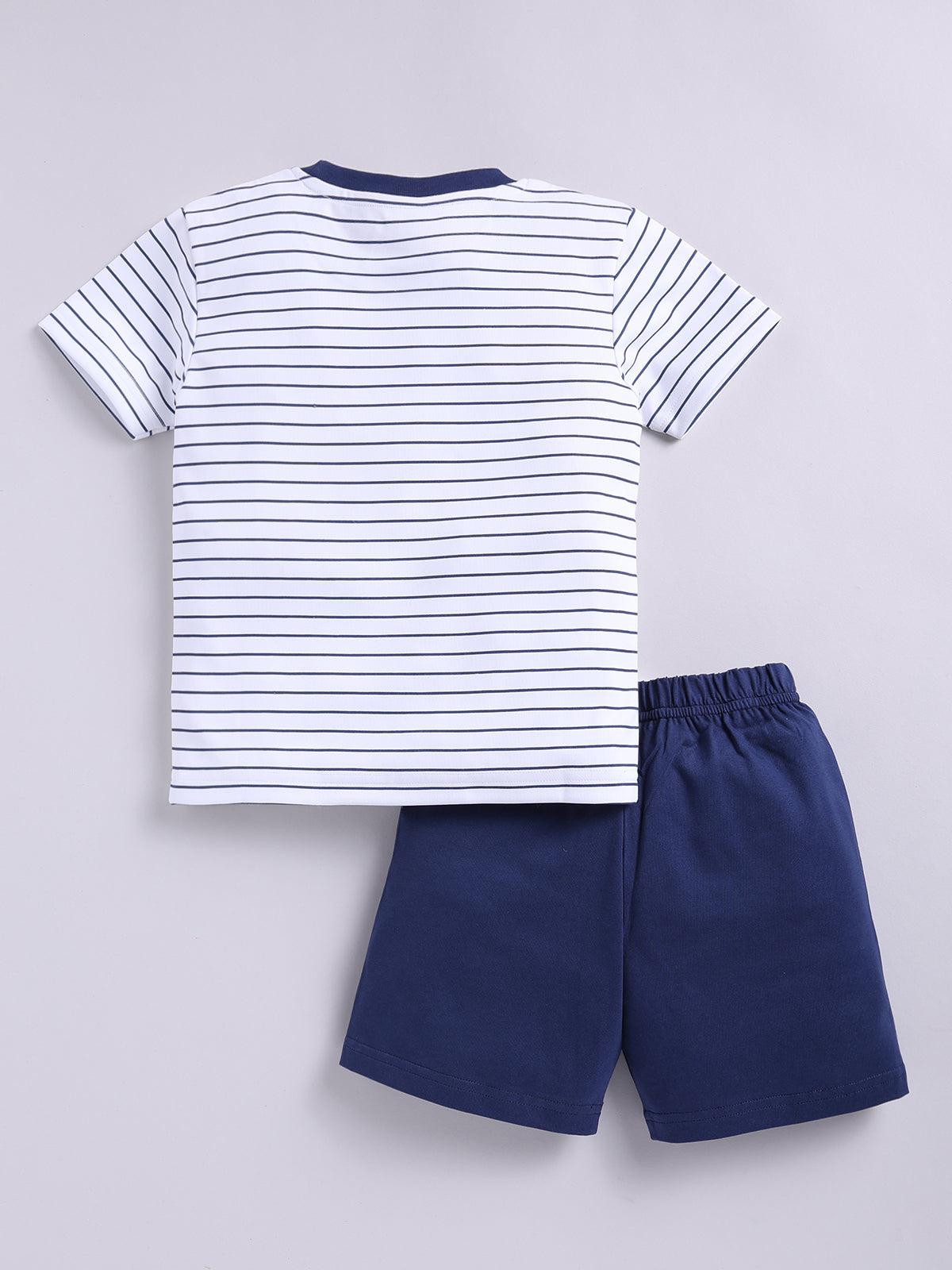 Boys Casual T-shirt Shorts  (WHITE BLUE)