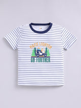 Boys Casual T-shirt Shorts  (WHITE BLUE)