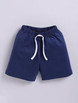Boys Casual T-shirt Shorts  (WHITE BLUE)