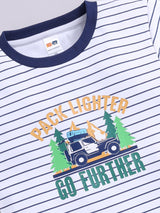 Boys Casual T-shirt Shorts  (WHITE BLUE)