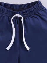 Boys Casual T-shirt Shorts  (WHITE BLUE)