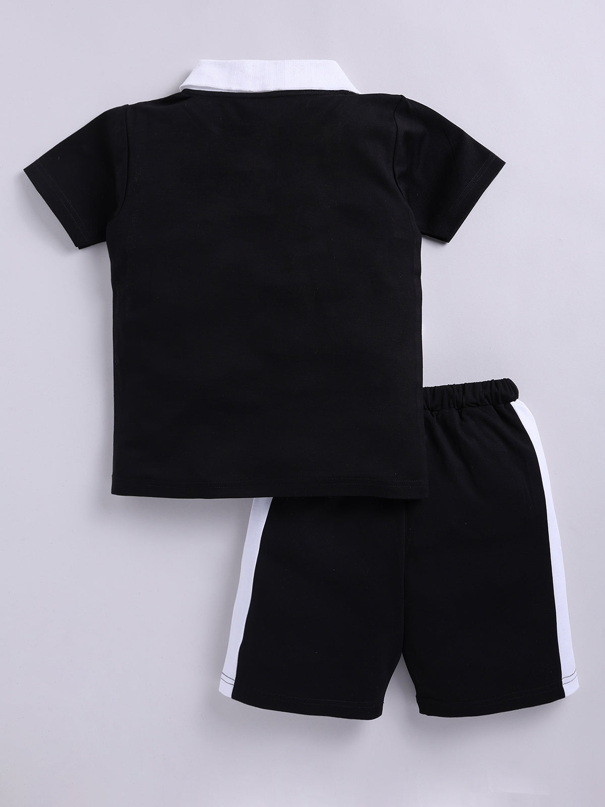 Boys Casual T-shirt Shorts  (BLACK)
