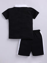 Boys Casual T-shirt Shorts  (BLACK)