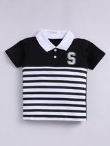 Boys Casual T-shirt Shorts  (BLACK)