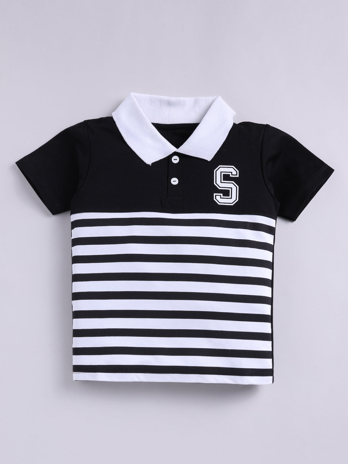 Boys Casual T-shirt Shorts  (BLACK)