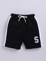 Boys Casual T-shirt Shorts  (BLACK)