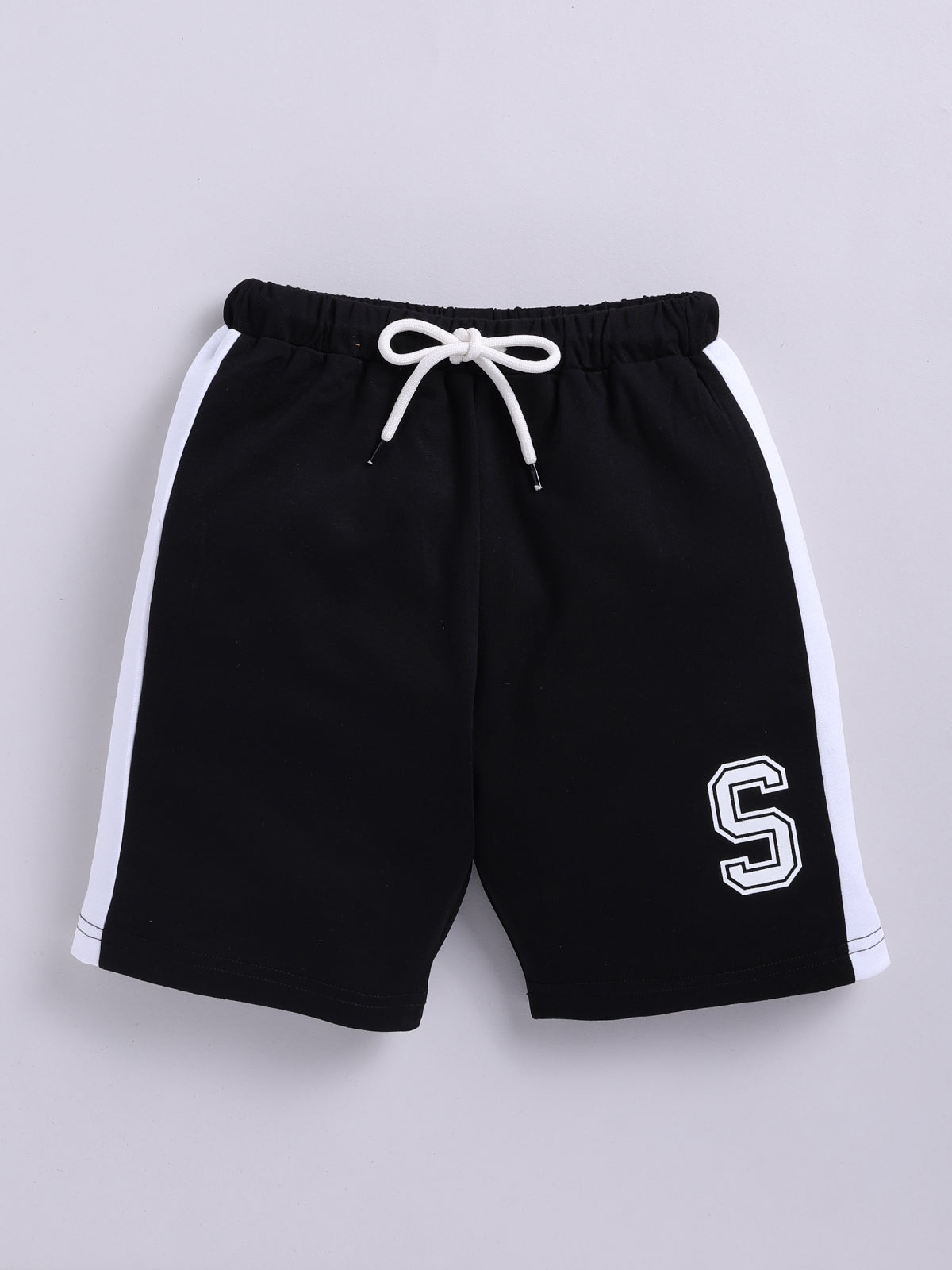Boys Casual T-shirt Shorts  (BLACK)