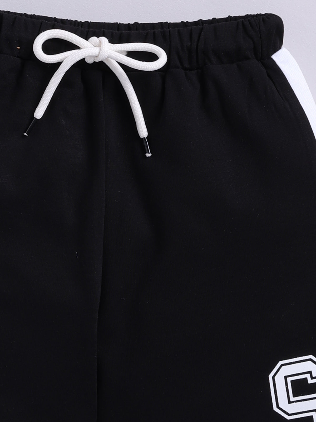 Boys Casual T-shirt Shorts  (BLACK)