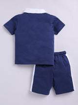 Boys Casual T-shirt Shorts  (BLUE)