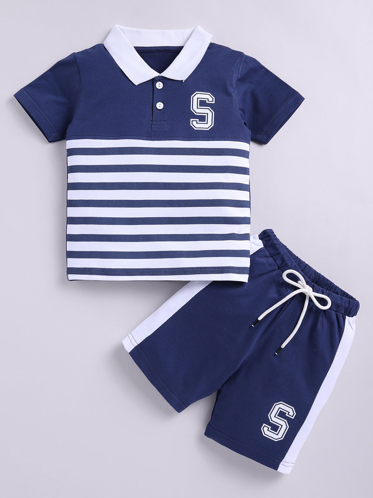 Boys Casual T-shirt Shorts  (BLUE)