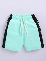 Boys Casual T-shirt Shorts  (WIHTE SEA GREEN)
