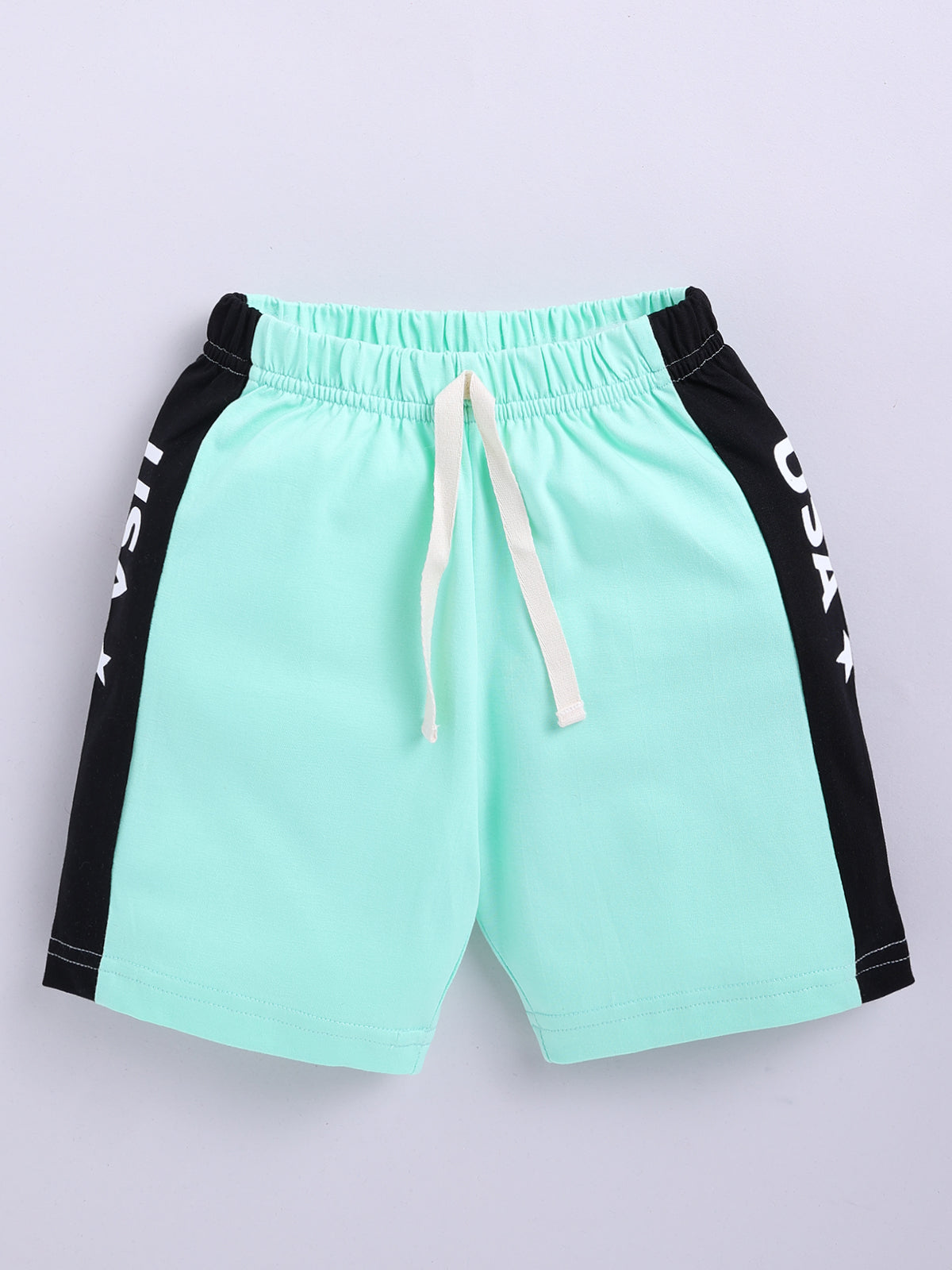 Boys Casual T-shirt Shorts  (WIHTE SEA GREEN)
