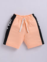 Boys Casual T-shirt Shorts  (WHITE PEACH)