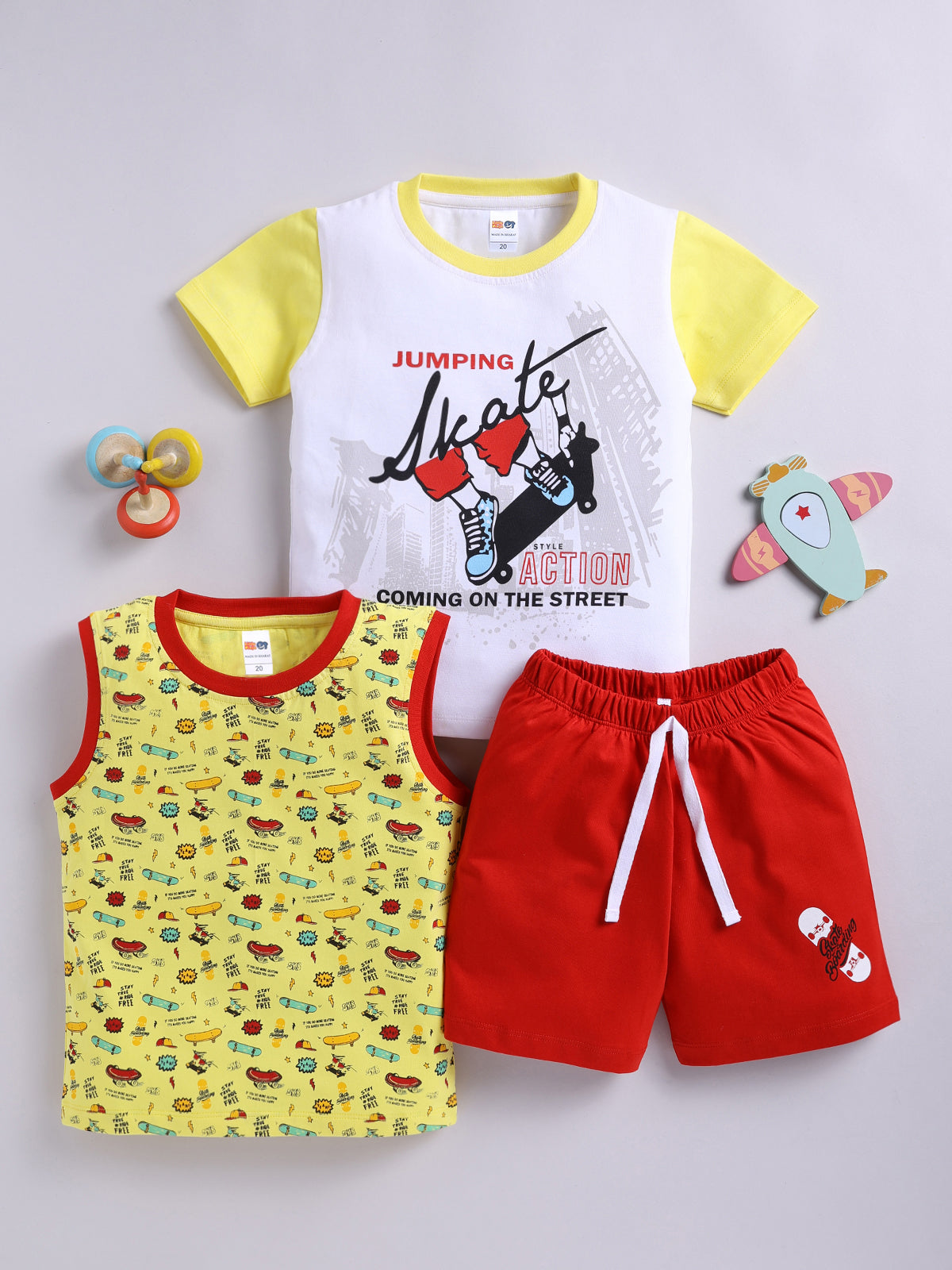 Boys Casual T-shirt Shorts  (Multi 3)