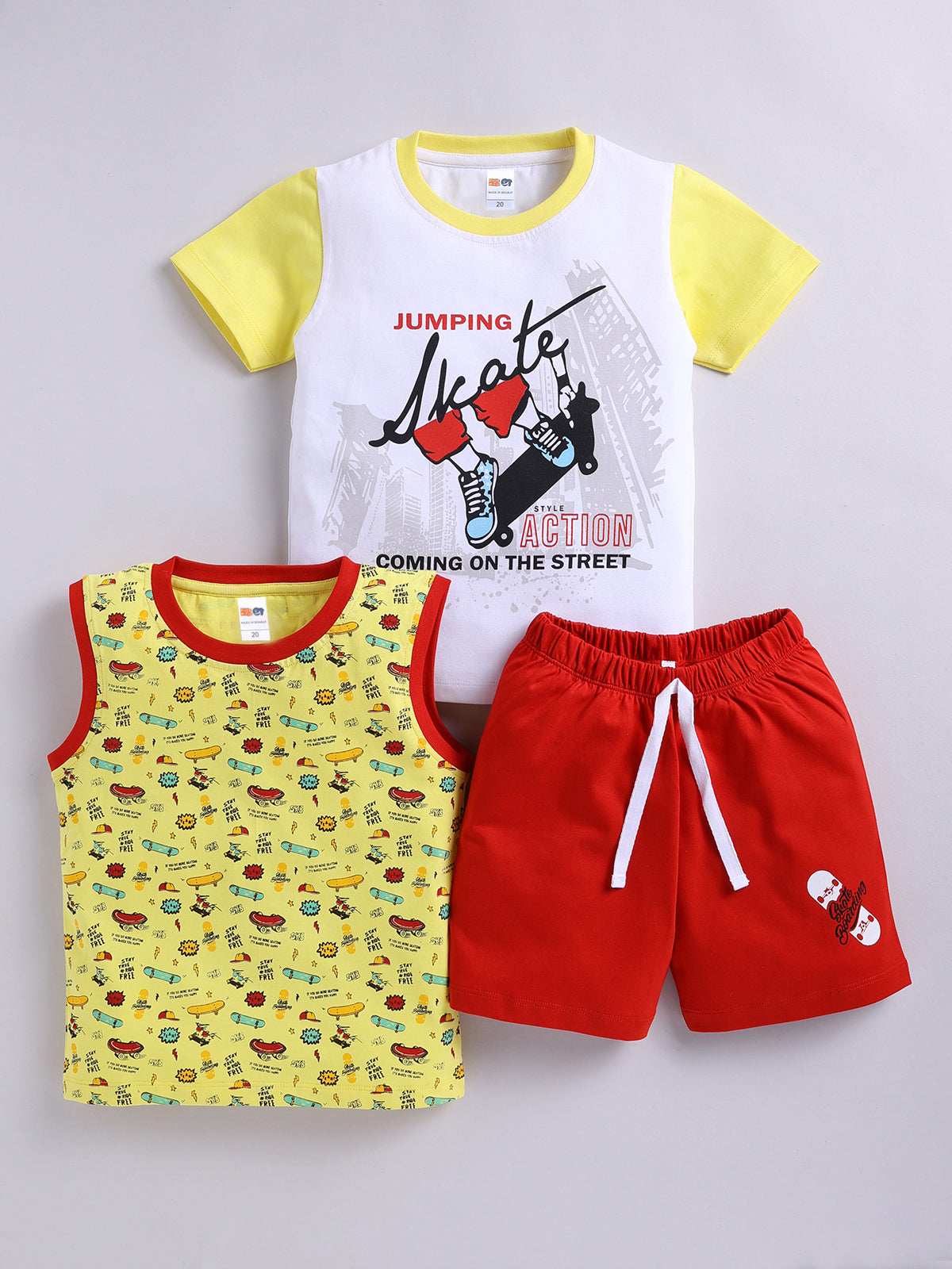 Boys Casual T-shirt Shorts  (Multi 3)
