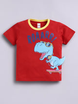 Boys Casual T-shirt Shorts  (RED NAVY)