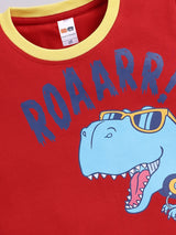 Boys Casual T-shirt Shorts  (RED NAVY)