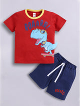 Boys Casual T-shirt Shorts  (RED NAVY)